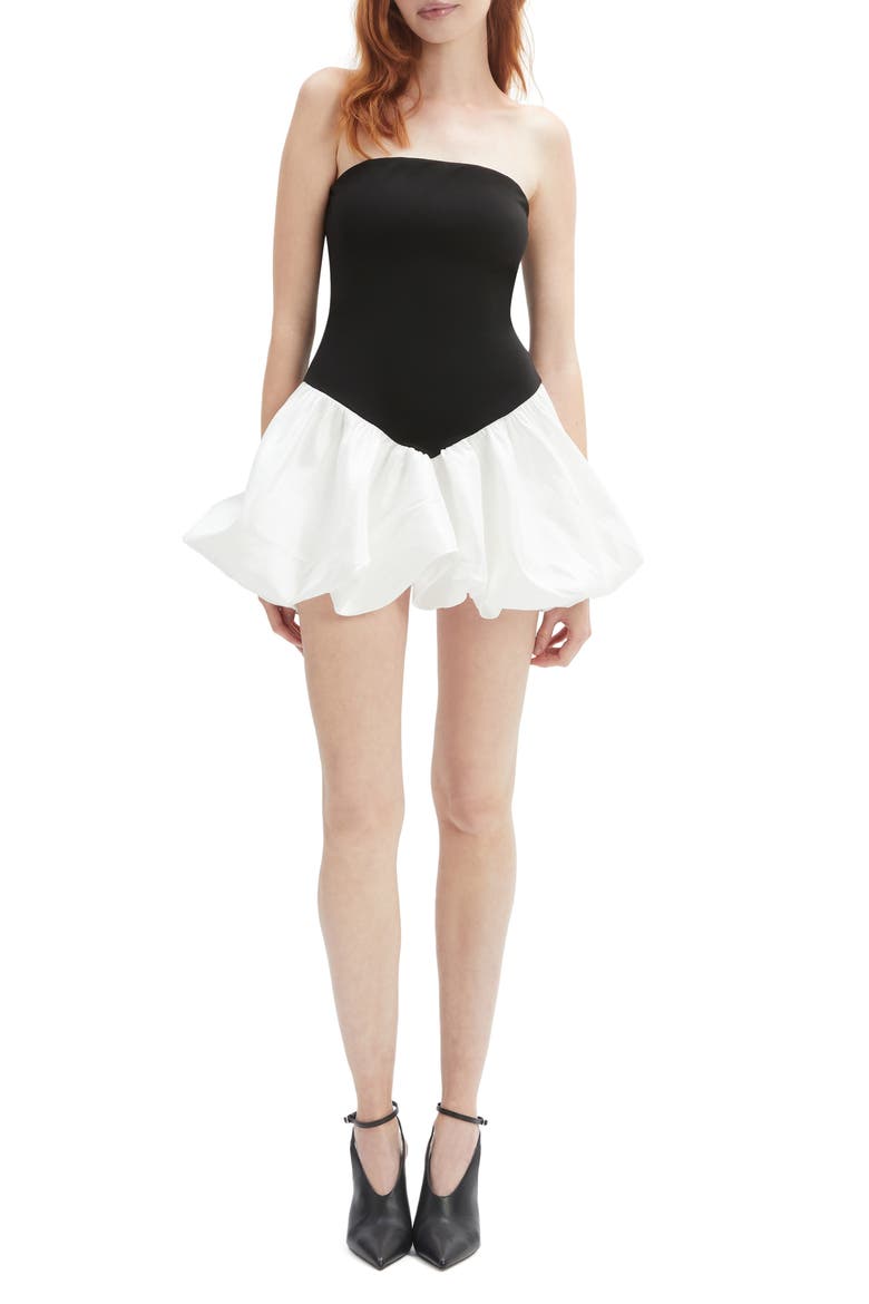 Vega Strapless Minidress, Main, color, BLACK/ WHITE