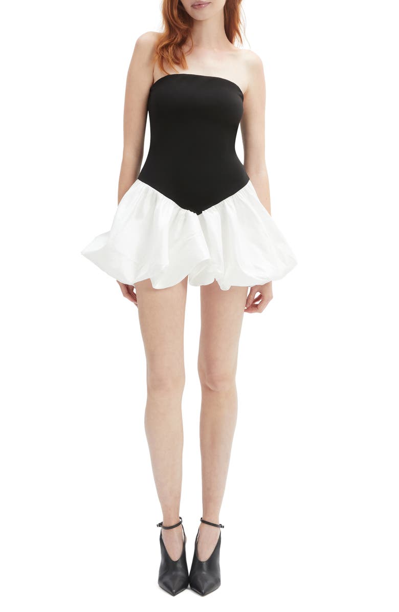 Bardot Vega Strapless Minidress, Main, color, Black/ White