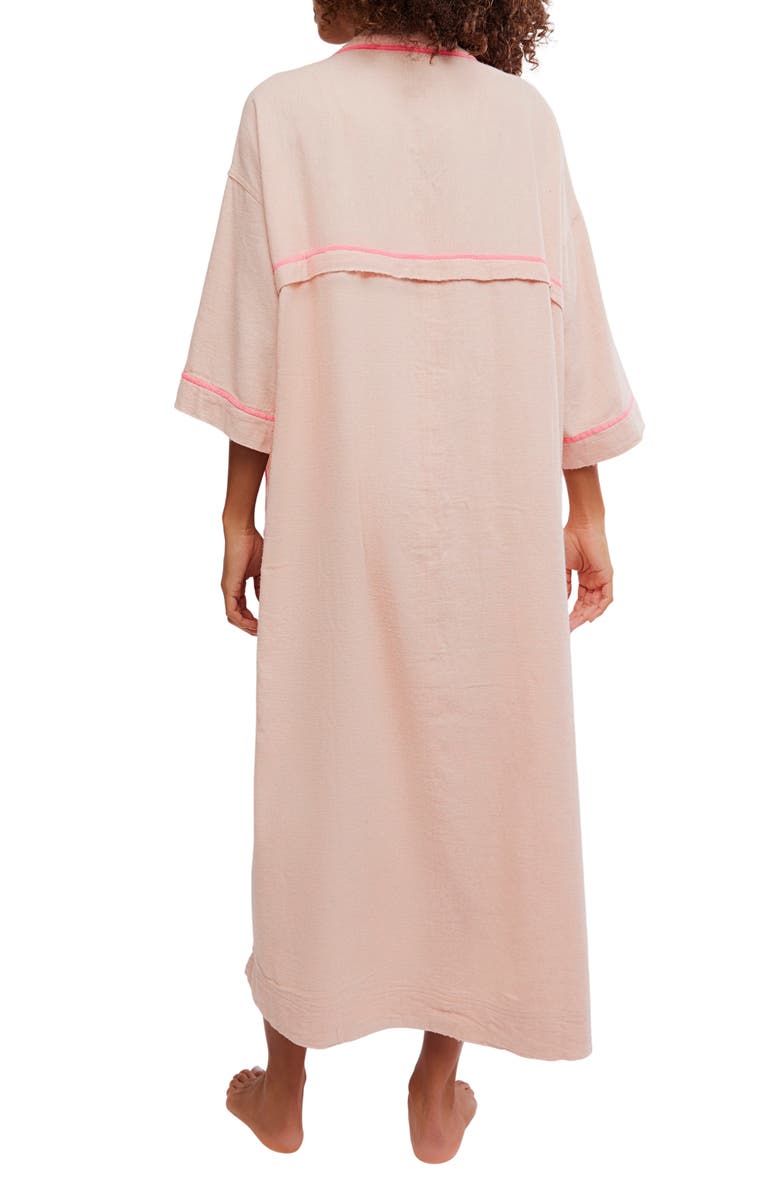 Free People Close to Home Cotton Flannel Robe, Alternate, color, Neon Peach