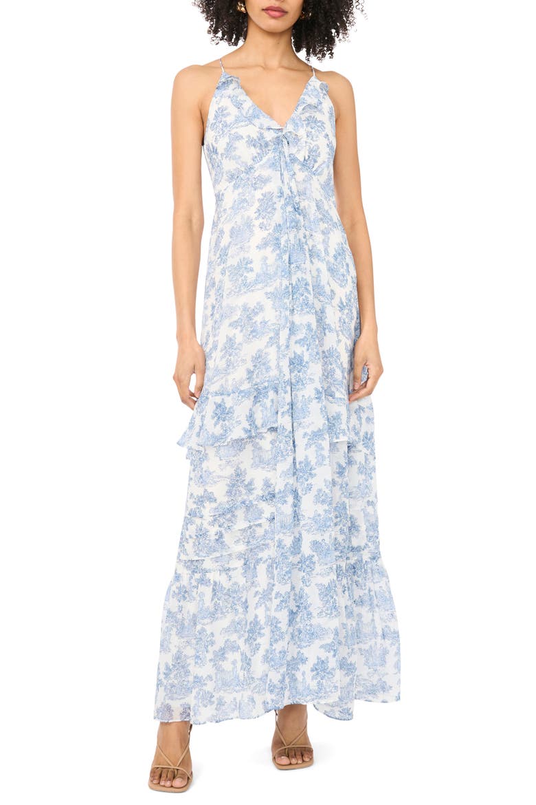 Ruffle Maxi Dress, Main, color, BLUE DENIM