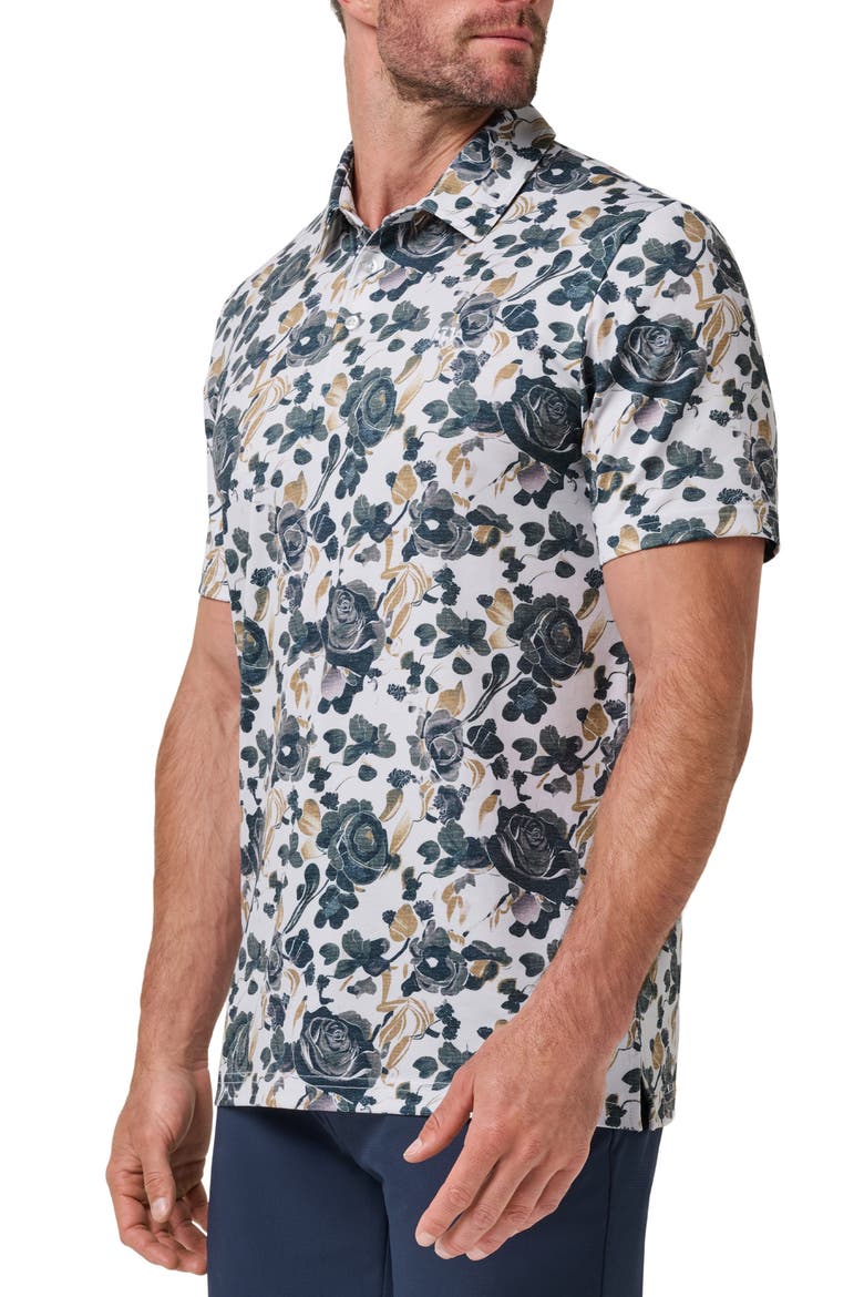Featherweight Villa Floral Polo, Alternate, color, WHITE