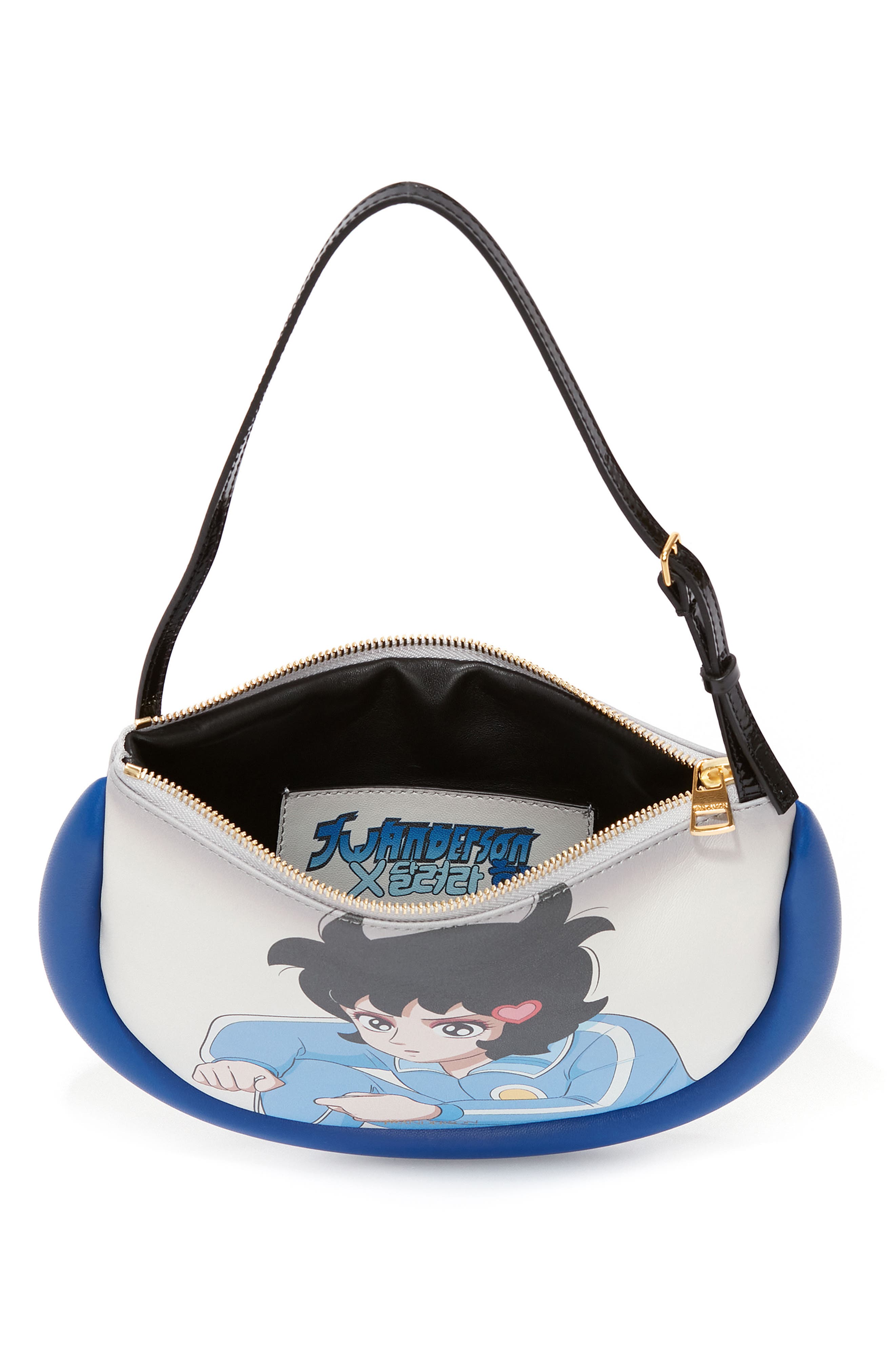 JW Anderson x 'Run Hany' Bumper Moon Leather Shoulder Bag, Alternate, color, 