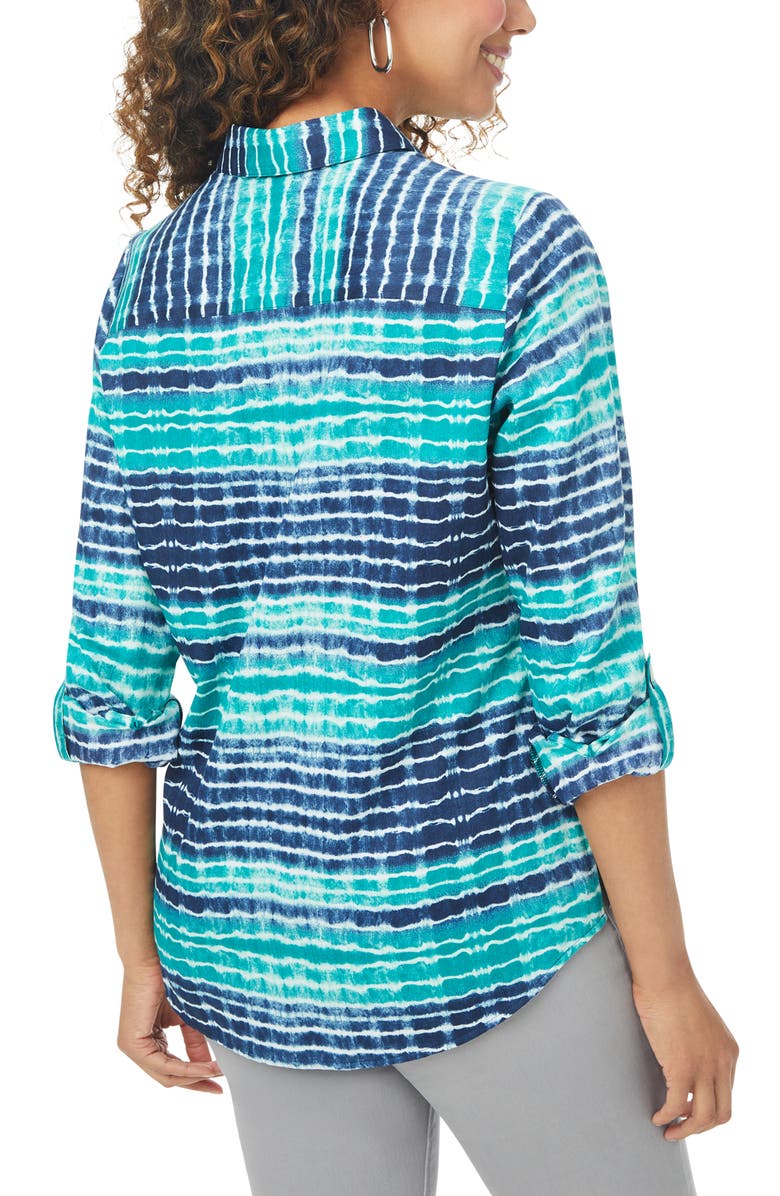 Foxcroft Zoey Northern Lights Tie Dye Cotton Sateen Button-Up Shirt, Alternate, color,