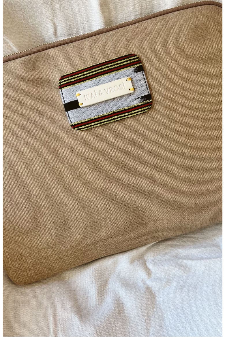 Zipped, Patterned Canvas Laptop Case - for 13", 14", Alternate, color, Beige