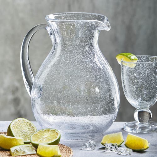 Tag Bubble Glass Pitcher Clear Beverage Server For Everyday Use In Transparent