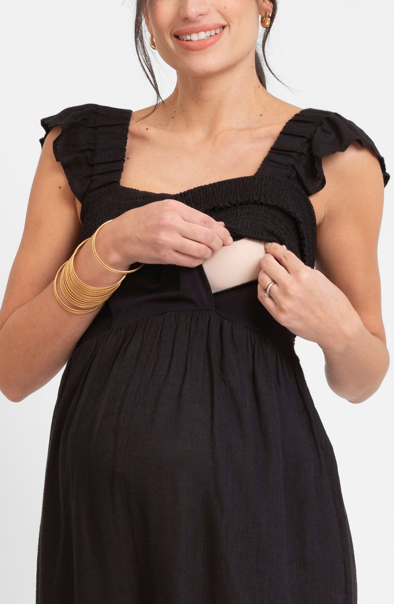 Seraphine Smocked Wide Leg Maternity/Nursing Jumpsuit, Alternate, color, 