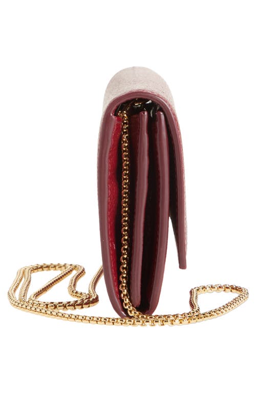 Ferragamo Double Gancio Leather Wallet On Chain In Borgogna