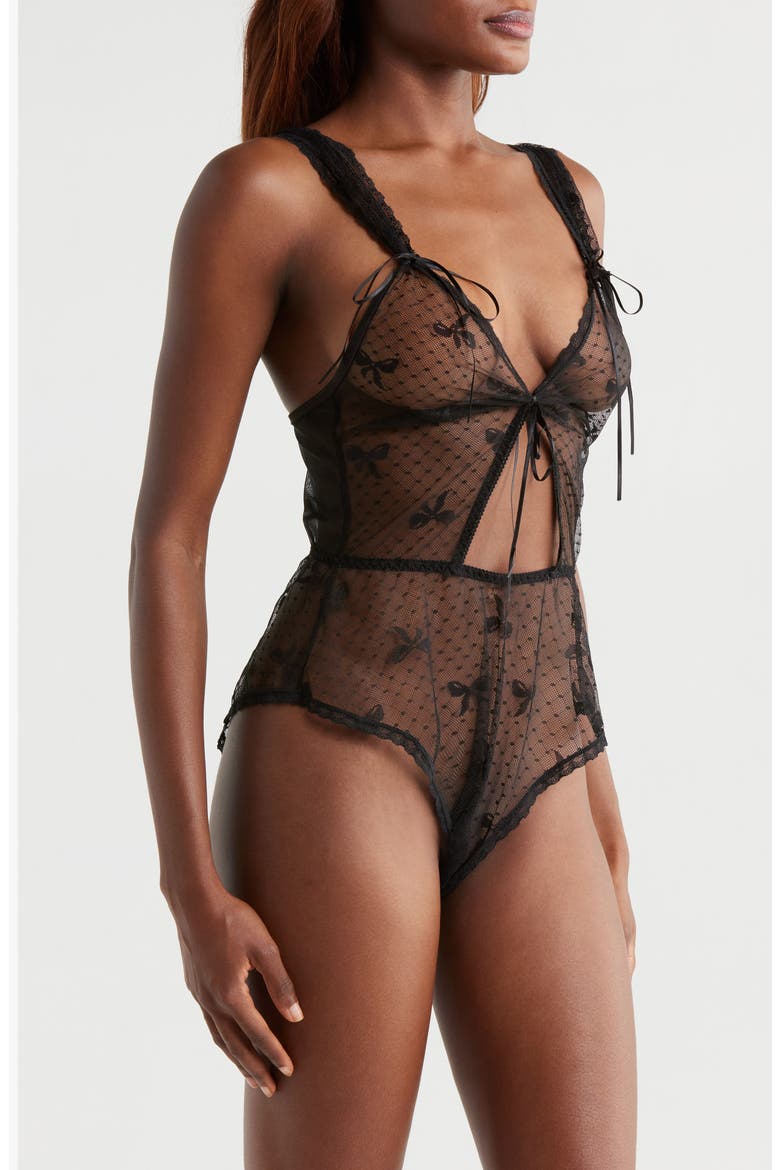 Sheer Mesh Teddy, Alternate, color, BLACK