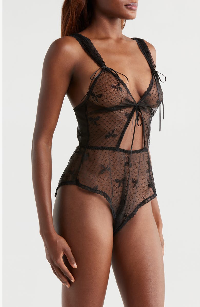 KILO BRAVA Sheer Mesh Teddy, Alternate, color, Black