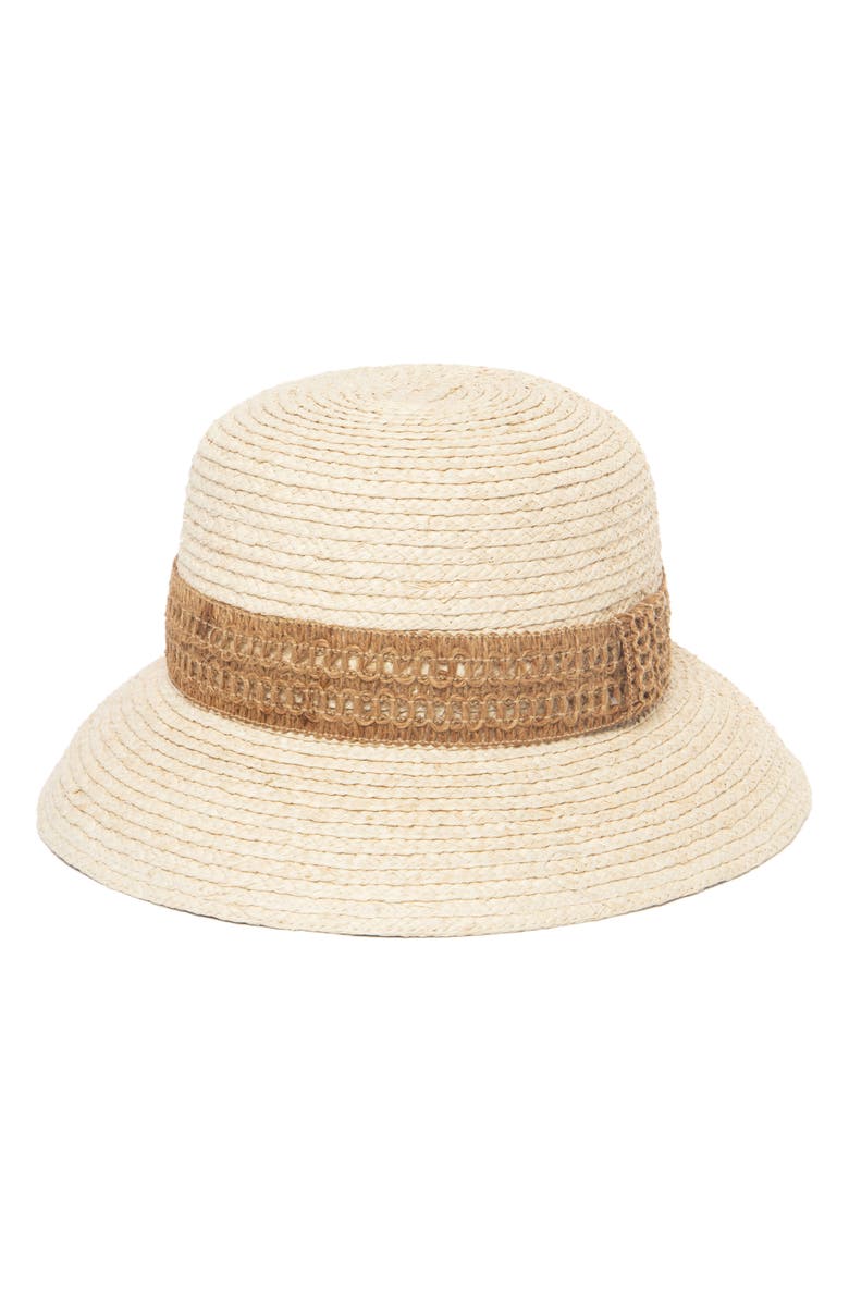 San Diego Hat Raffia Braided Bucket Hat, Main, color, Natural