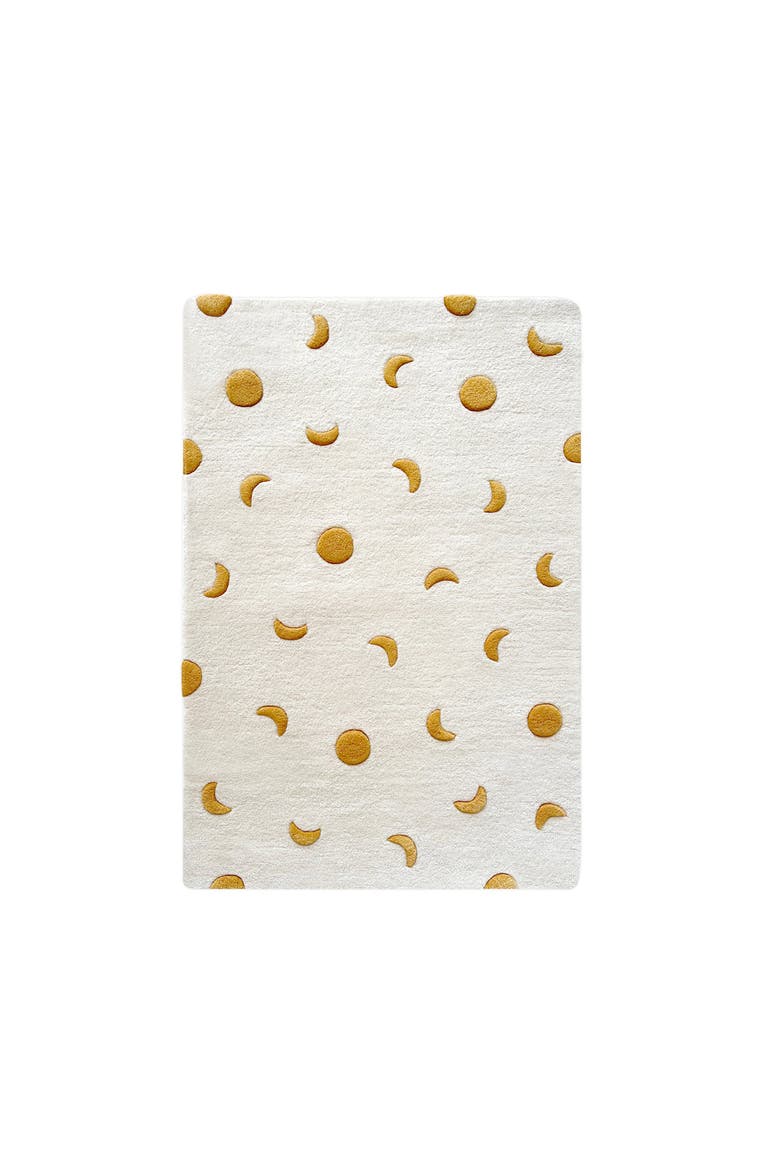 Moons rug, Alternate, color, Cream / Gold