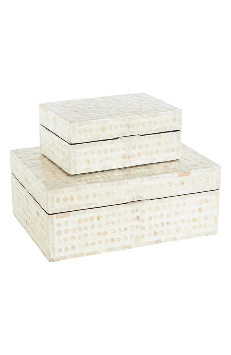 UMA Contemporary Set of 2 Decorative Mother of Pearl Boxes, Main, color, 