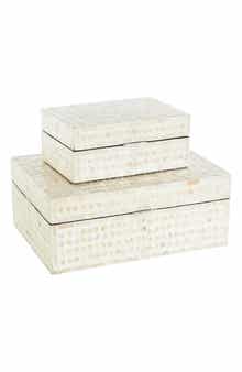 UMA Contemporary Set of 2 Decorative Mother of Pearl Boxes
