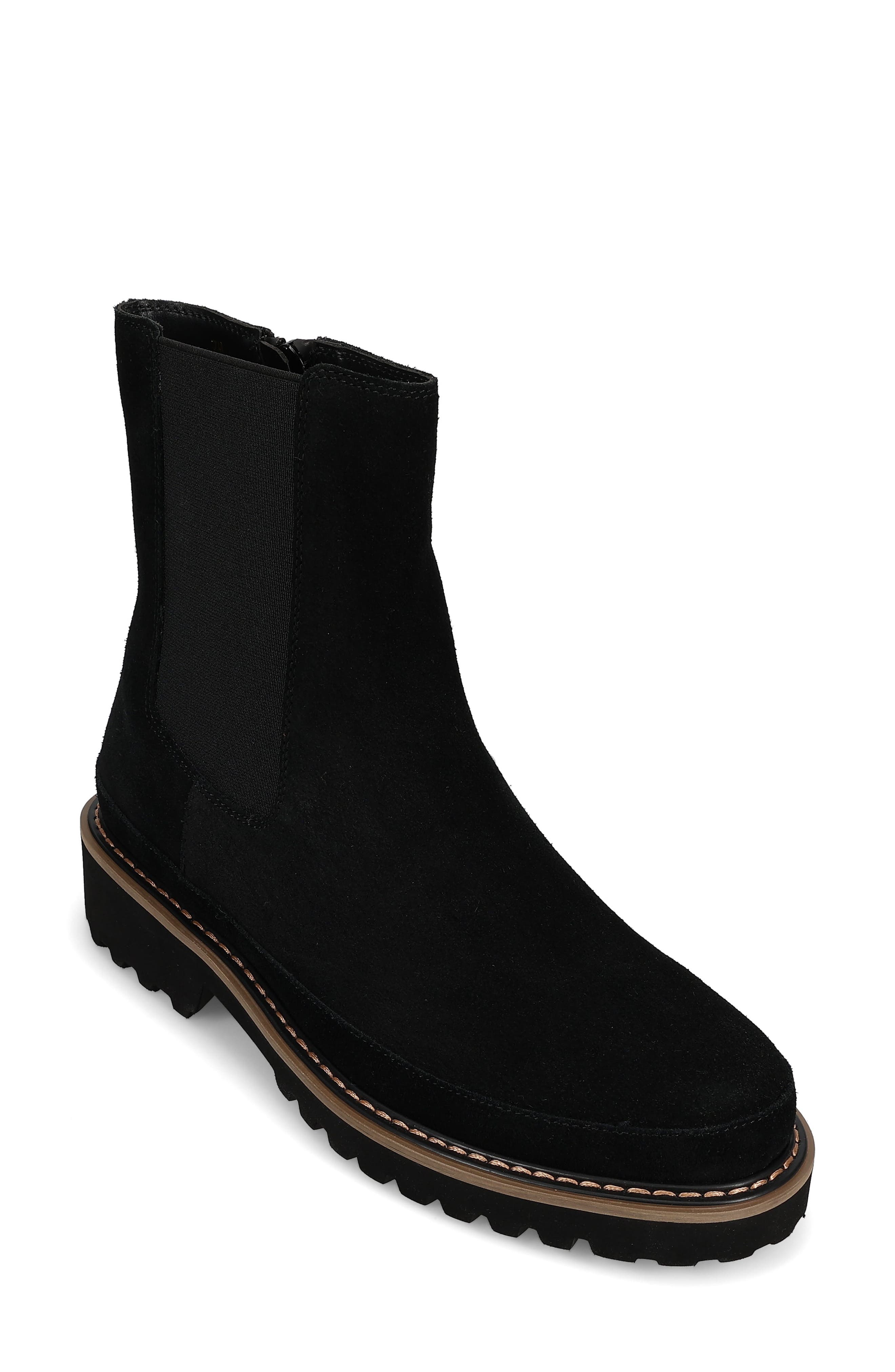 Zelda Waterproof Leather Bootie, Main, color, BLACK