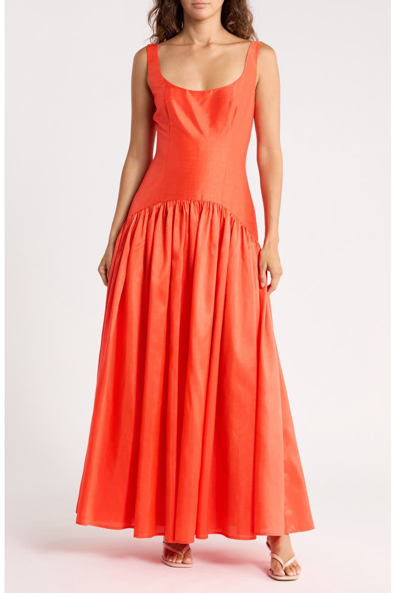 Ridge Midi Dress, Main, color, TANGERINE
