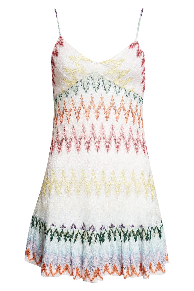 Metallic Zigzag Raschel Knit Minidress, Alternate, color, MULTICOLOR ON WHITE BASE