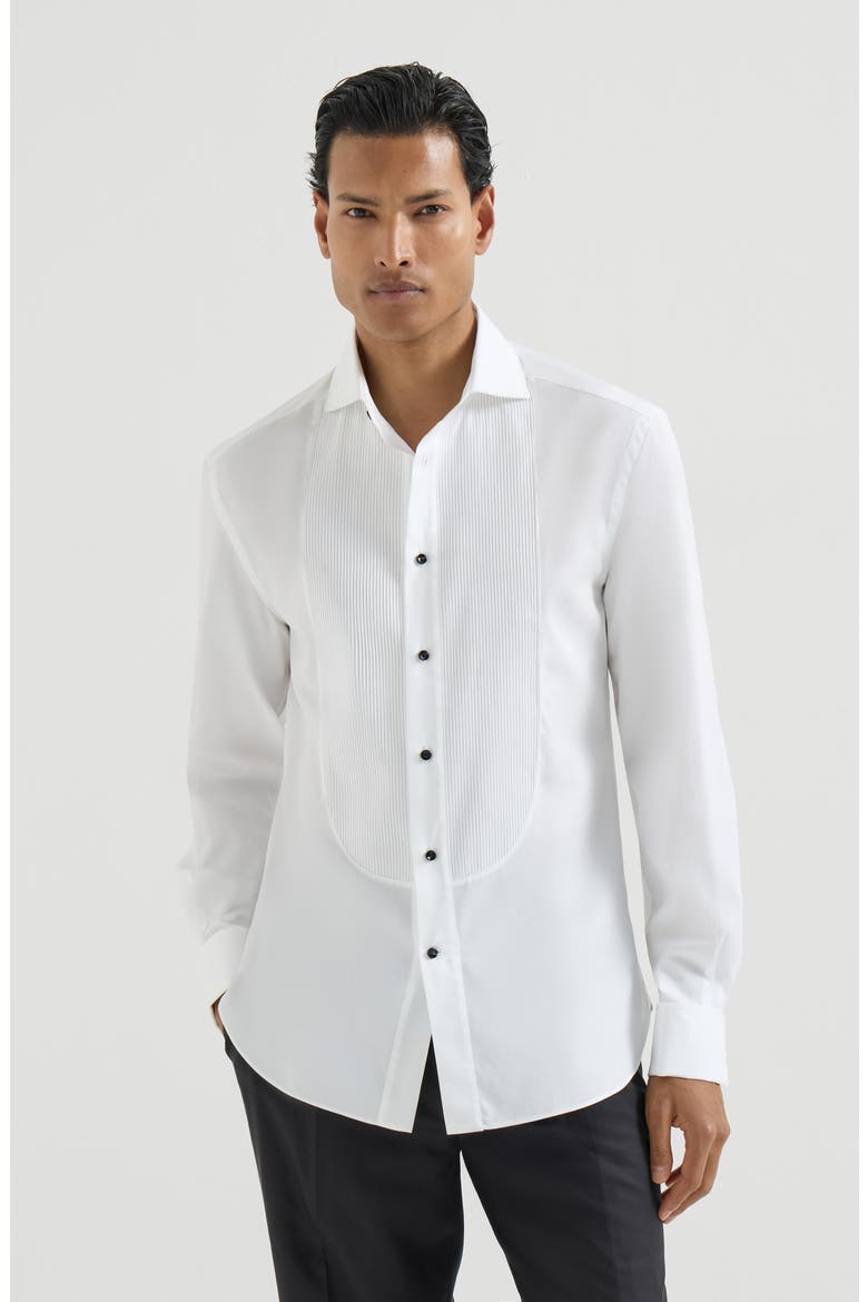Tuxedo shirt with pleating, Main, color, White