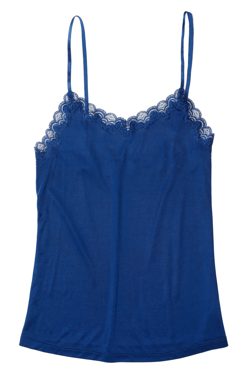 Uwila Warrior Soft Silk Lace Trim Camsiole, Main, color, Estate Blue