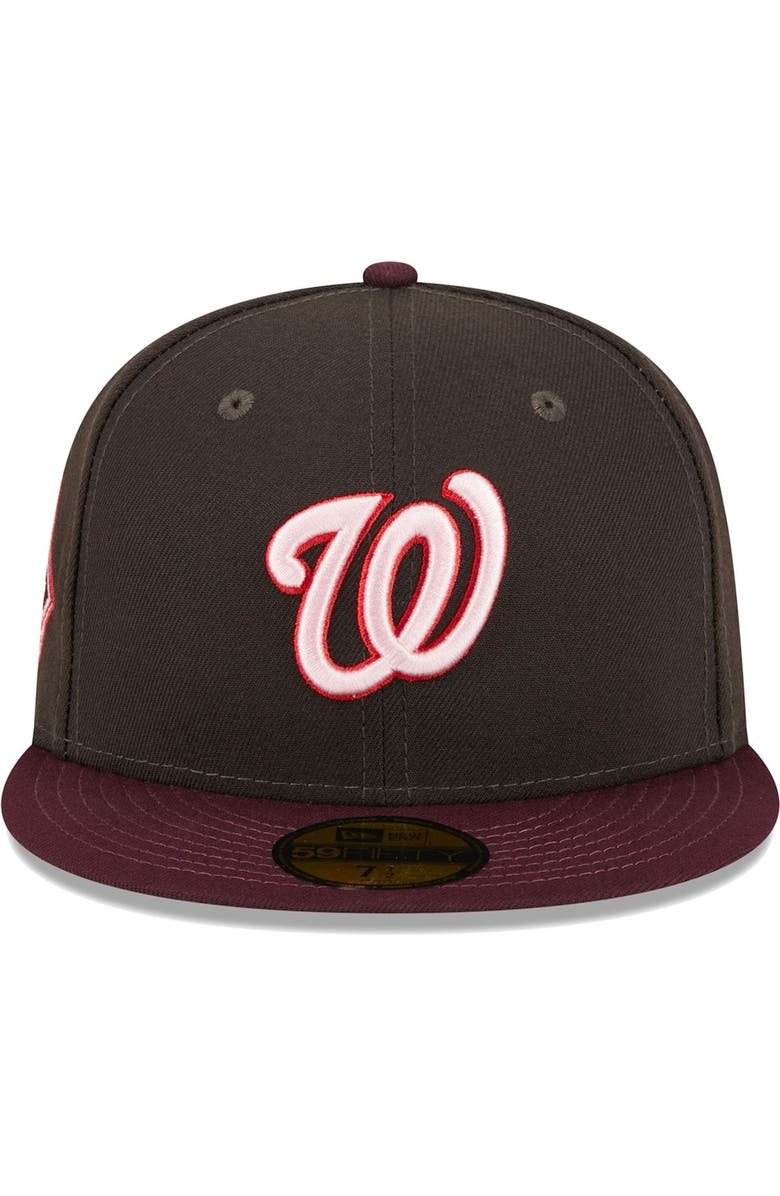 New Era Men's New Era Brown/Maroon Washington Nationals Chocolate Strawberry 59FIFTY Fitted Hat, Alternate, color, 