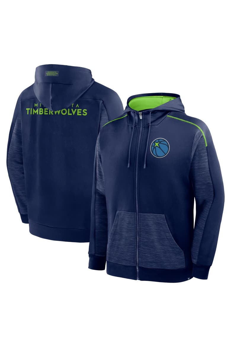 Men's Fanatics Navy Minnesota Timberwolves Back Door Cut Play Defender Full-Zip Hoodie, Main, color, Navy