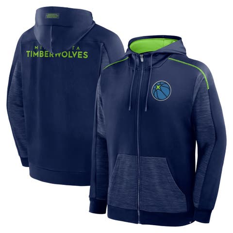 Men's Fanatics Navy Minnesota Timberwolves Back Door Cut Play Defender Full-Zip Hoodie