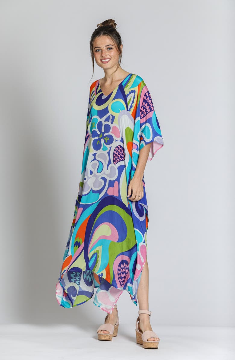 APNY Print Midi Caftan, Alternate, color, Blue Print