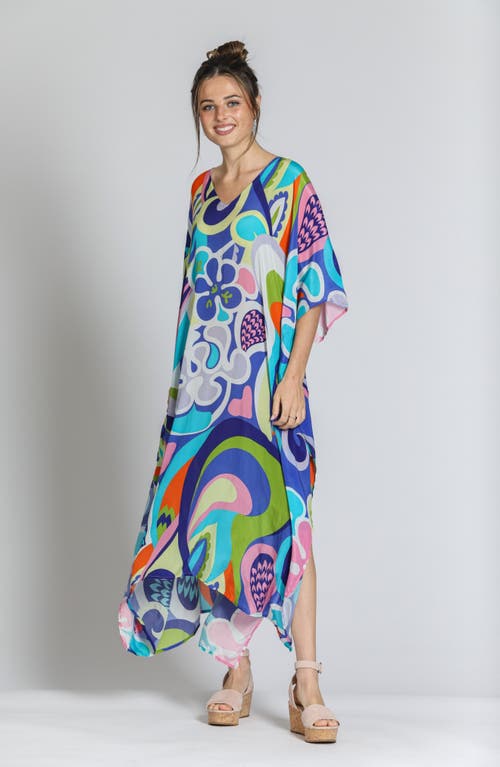 Apny Print Midi Caftan In Multi