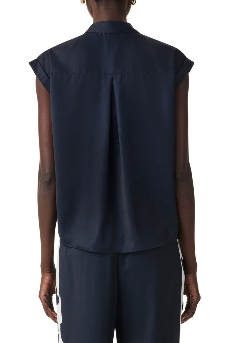 Rose Bloom Print Sleeveless Button-Up Shirt, Alternate, color, INDIGO MULTI