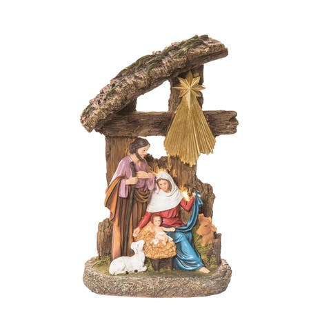 Light Up Holiday Manger Nativity Scene Figurine Multicolor