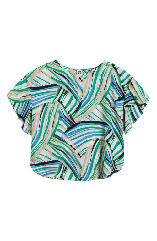Anne Klein Flutter Sleeve Top In White Dove Multi