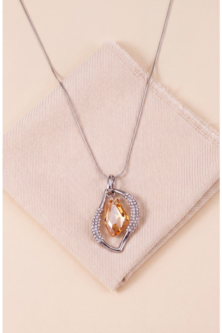 Crystal Open Frame Pendant Necklace, Alternate, color, Silver