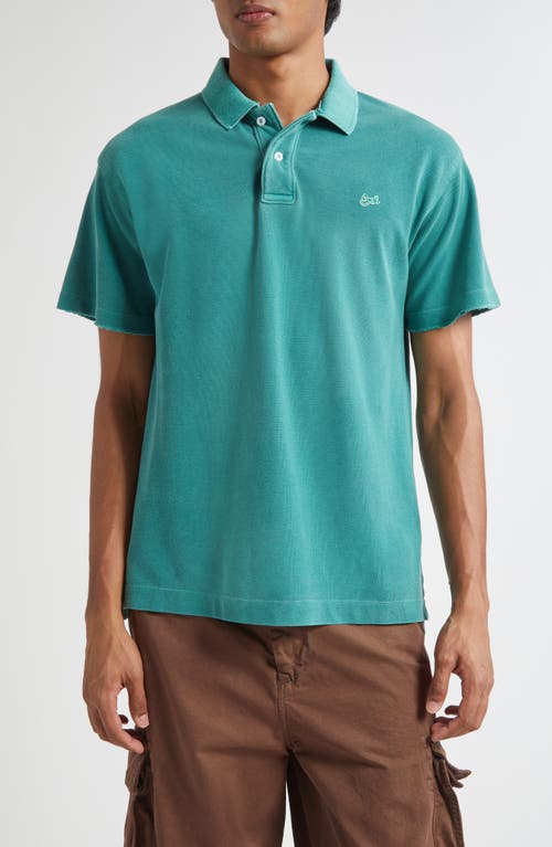 Erl Gender Inclusive Logo Embroidered Polo In Green