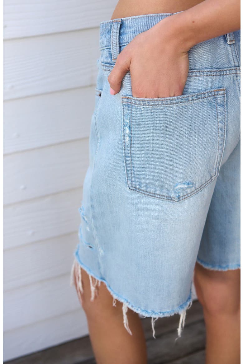 Slouchy Cutoff Denim Shorts, Alternate, color, BLUE