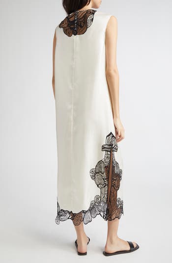 Uma Lace Trim Silk Twill Maxi Dress