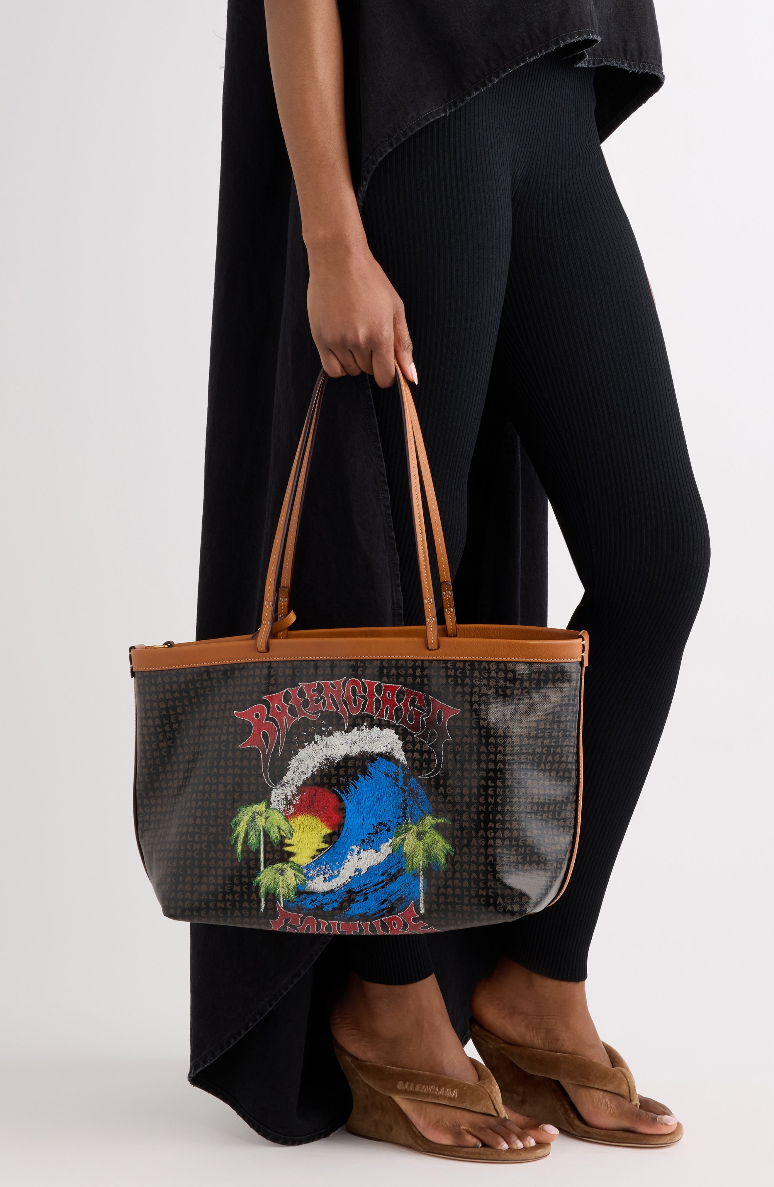 Snob Coated Canvas Tote, Alternate, color, 6965 BLACK/ RED