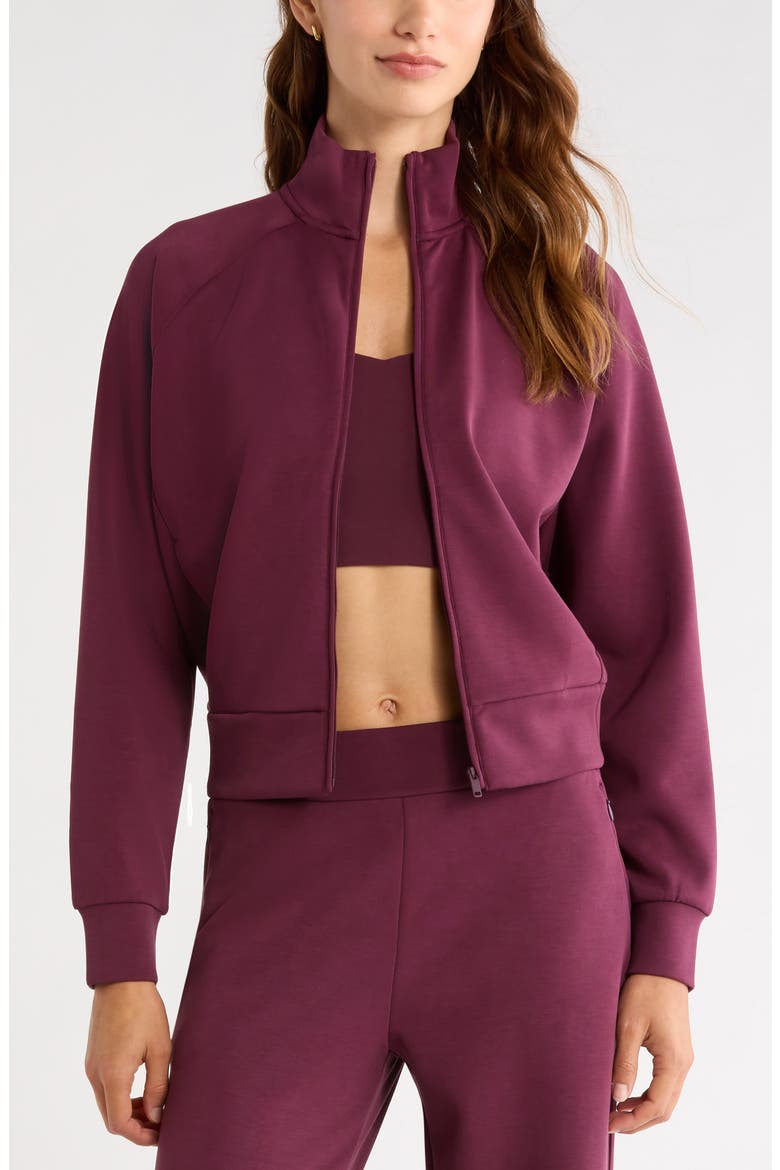 Cozy Luxe Track Jacket, Main, color, BURGUNDY STEM