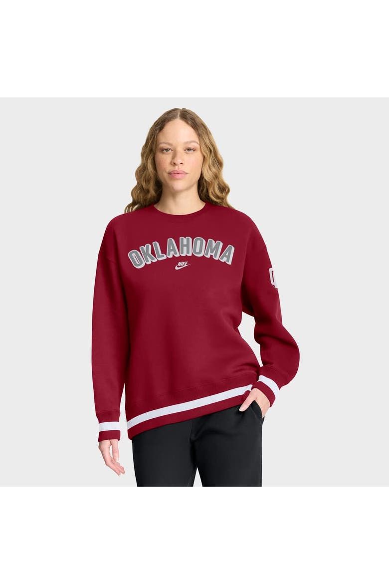 Women's Nike Crimson Oklahoma Sooners Oversized Legacy Phoenix Sweatshirt, Main, color, Crimson