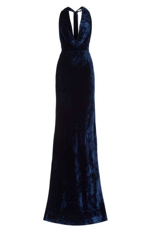 Sau Lee Velvet Gown In Blue