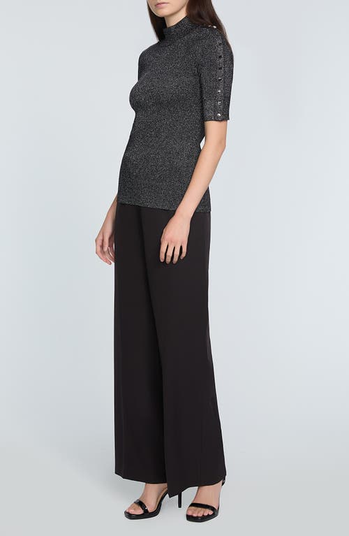ELIE TAHARI ELIE TAHARI THE SAMANTHA METALLIC SNAP ACCENT MOCK NECK SWEATER