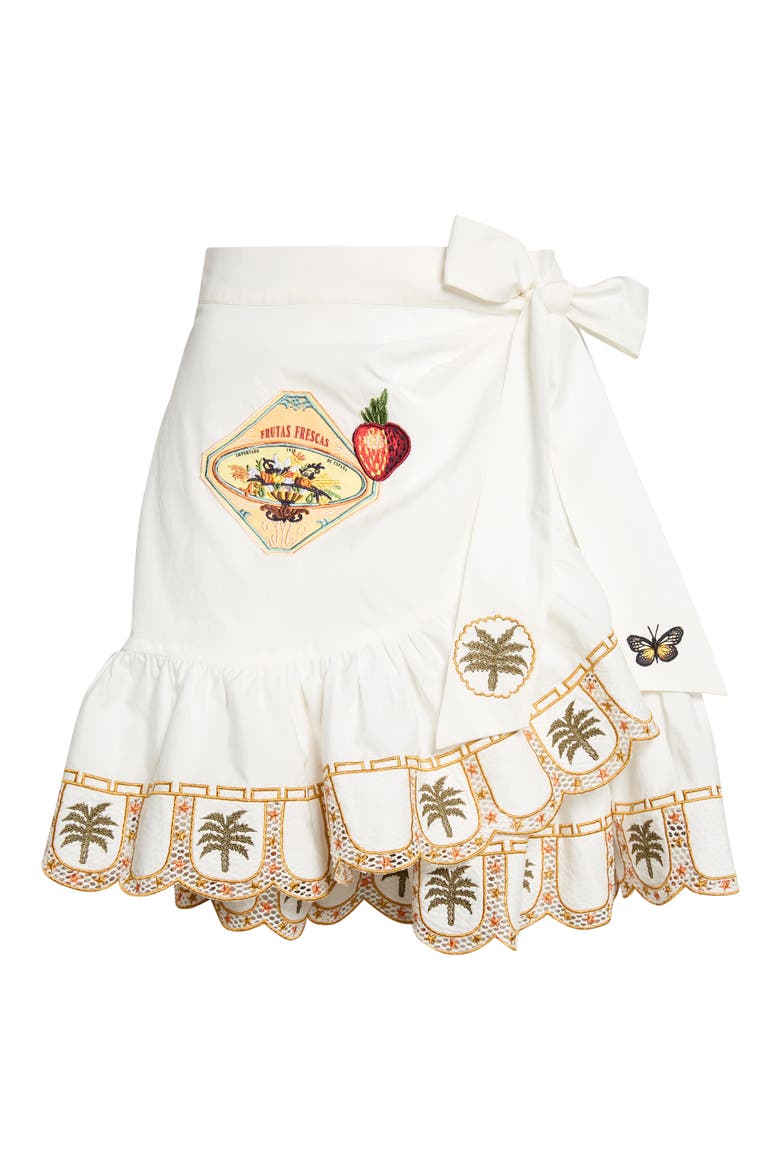 Embroidered Ruffle Hem Wrap Skirt, Main, color, VA VA VINTAGE