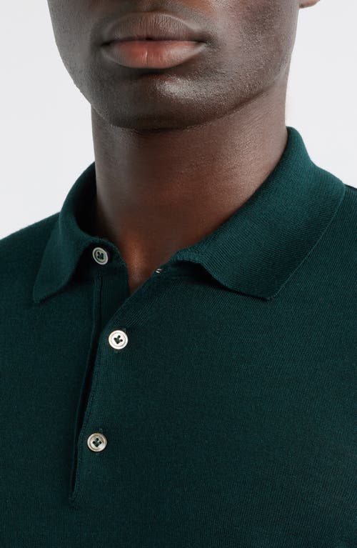 Jack Victor Long Sleeve Wool & Silk Polo Sweater In Green