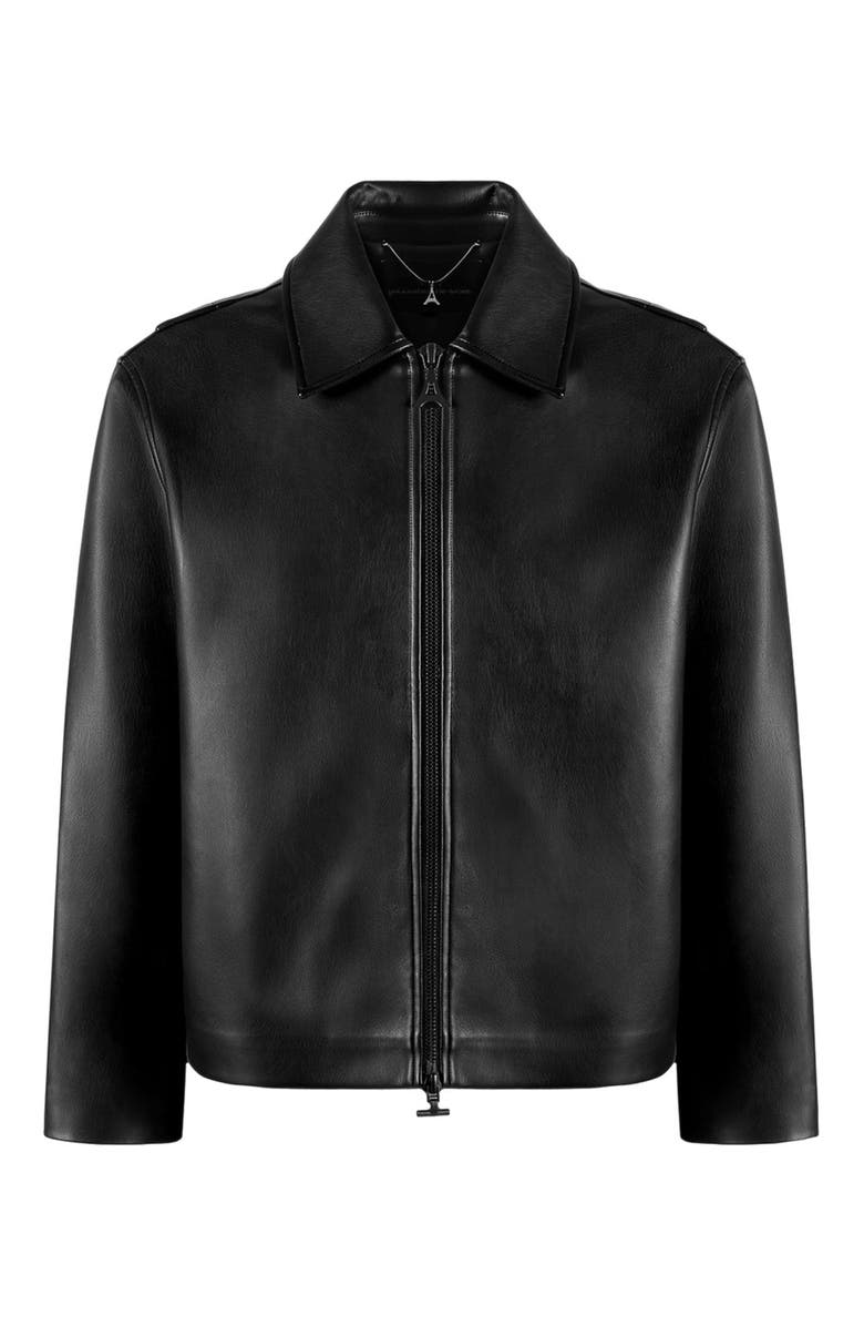 Manière De Voir Bernard Leather Minimal Boxy Jacket, Alternate, color, 