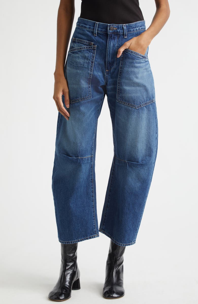 Nili Lotan Shon Barrel Leg Jeans, Main, color, Bedford Wash