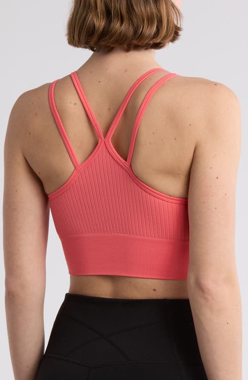 Shop Z By Zella Strappy Racerback Rib Sports Bra In Coral Sugar