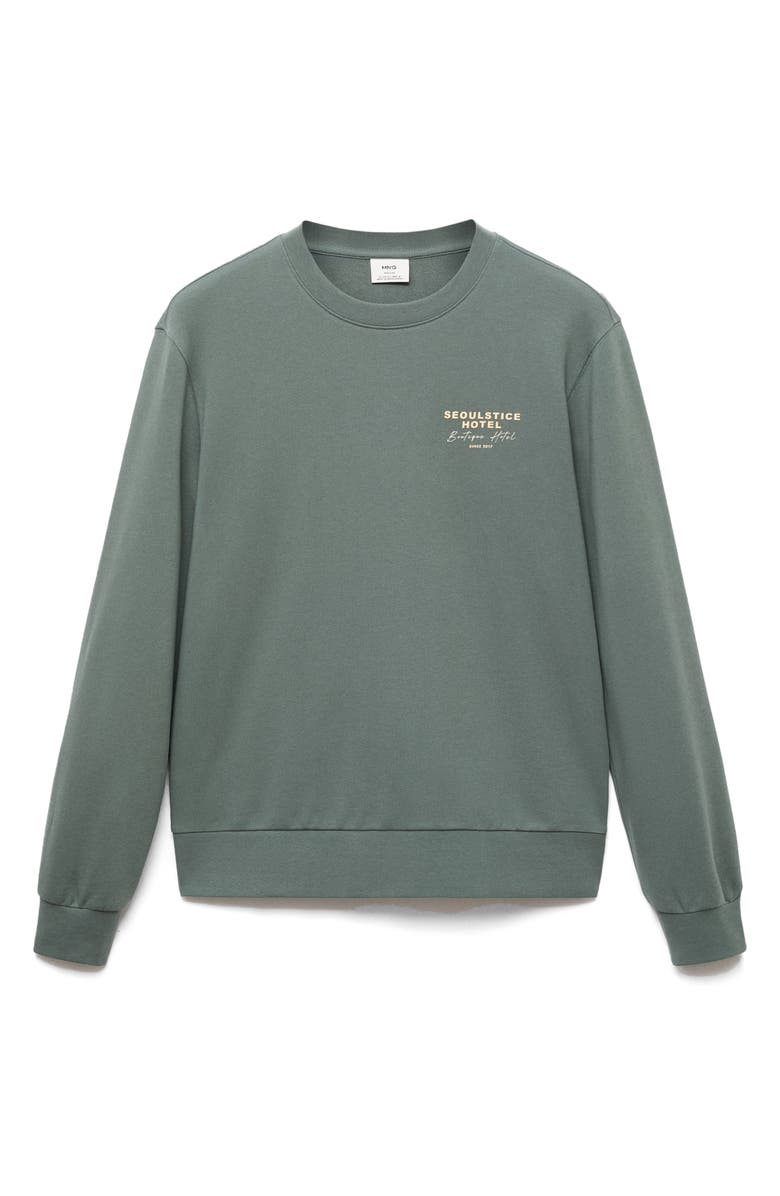 MANGO Seoulstice Hotel Graphic Sweatshirt, Alternate, color, Green