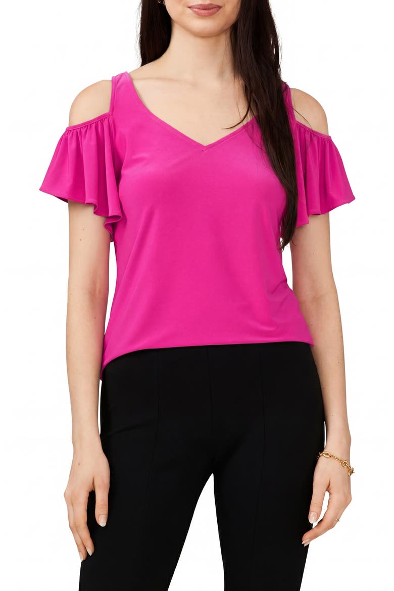 Cold Shoulder Top, Main, color, FIERCELY FUCHSIA 686