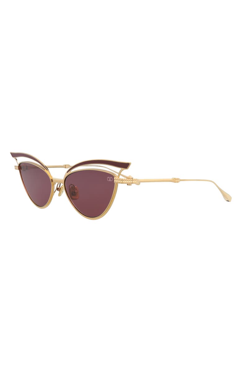 Valentino 55mm Cat Eye Sunglasses, Alternate, color, Gold Gold Bordeaux