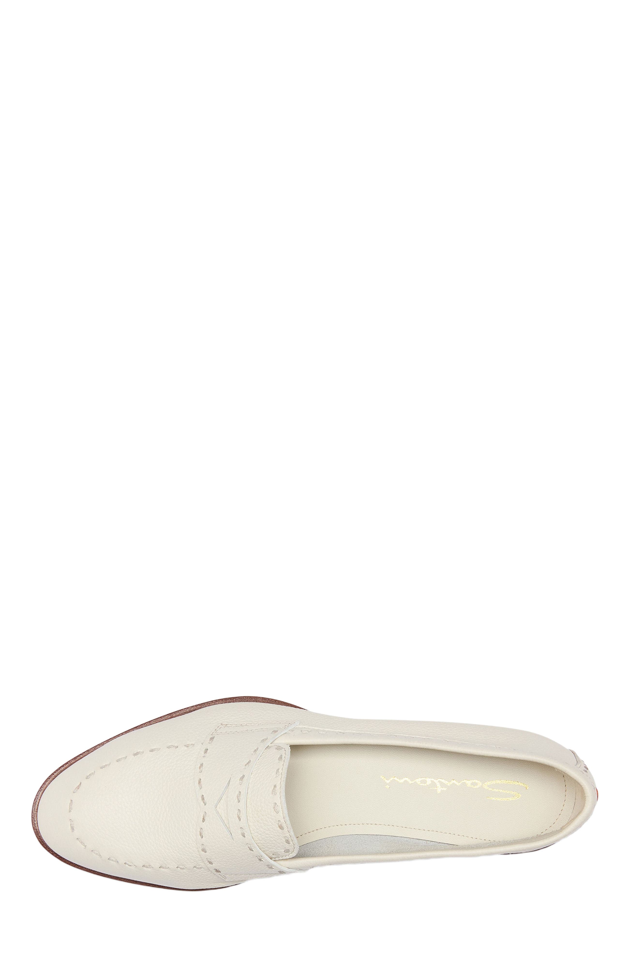Santoni Women's tumbled leather penny loafer, Alternate, color, White