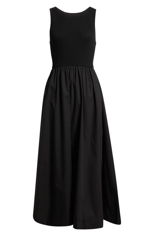 Moon River Mixed Media Sleeveless Dress In Black