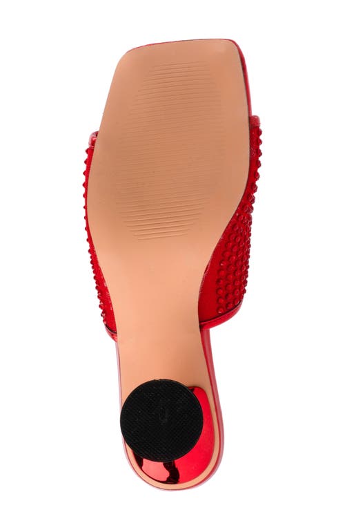 Lady Couture Women's Fireball Rhinestone Spool Heel Mules In Red